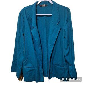Vintage Womens Smith & Jones Teal Blazer Made In USA Union Made Size 18